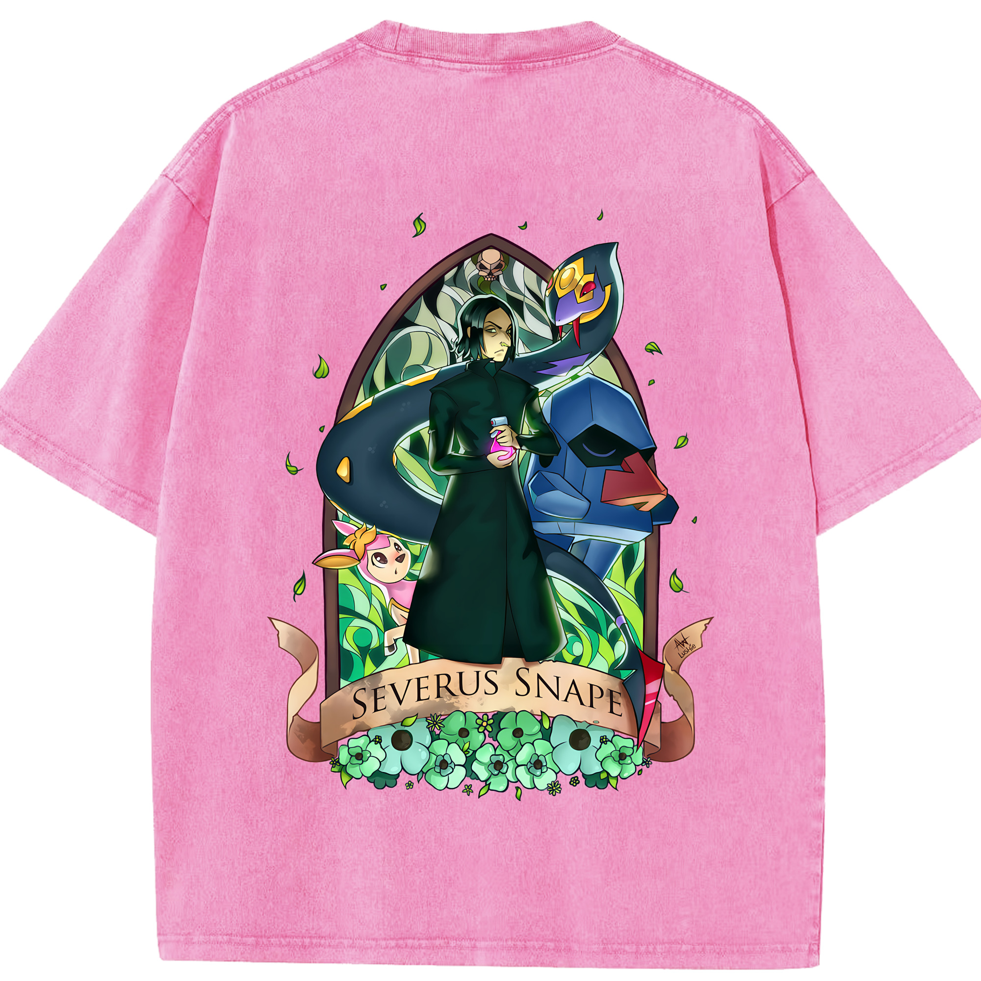 （画像用） Harry Potter ハリー・ポッターシリーズ 綿100% ヴィンテージ風 半袖Tシャツ（背面プリント）